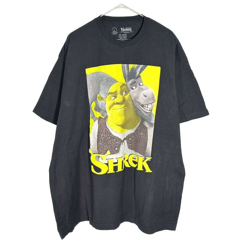 Shrek シュレック 半袖Tシャツ 大きいサイズ ムービー キャラクター ブラック(メンズ 2XL)中古 古着 X7555