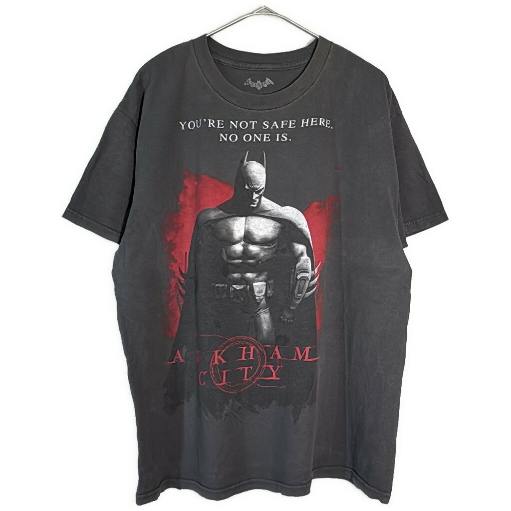 BATMAN ARKHAM CITY バットマン アーカムシティ Tシャツ ゲーム グレー(メンズ L)中古 古着 X7730