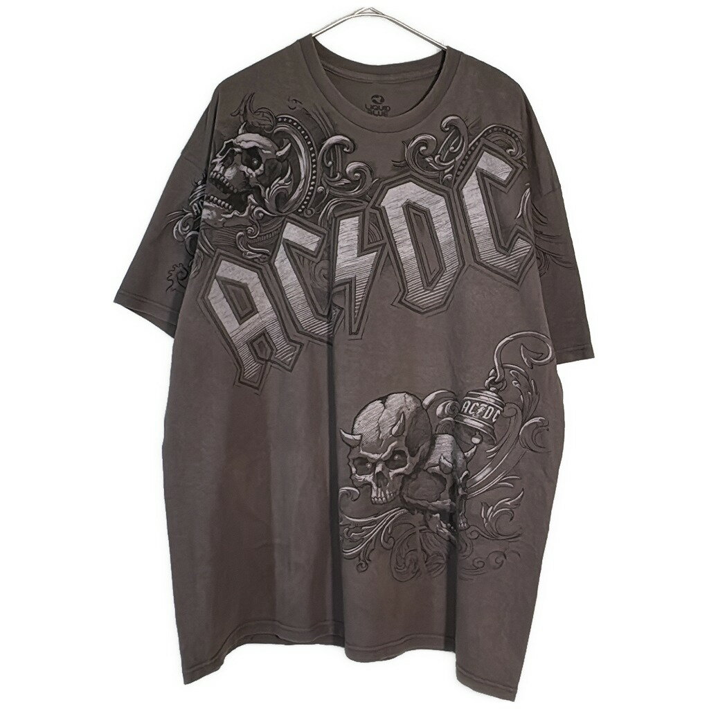 Rakuten - LIQUID BLUE リキッドブルー ACDC エーシーディーシー 半袖Tシャツ 大きいサイズ バンド スカル グレー(メンズ XXL)中古 古着 X7734