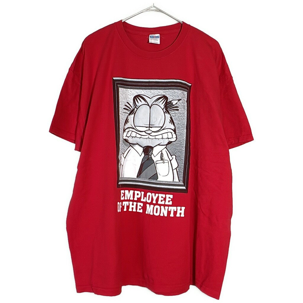 Garfield ガーフィールド 半袖Tシャツ 大きいサイズ アニメ キャラクター レッド(メンズ 2XL)中古 古着 X7737