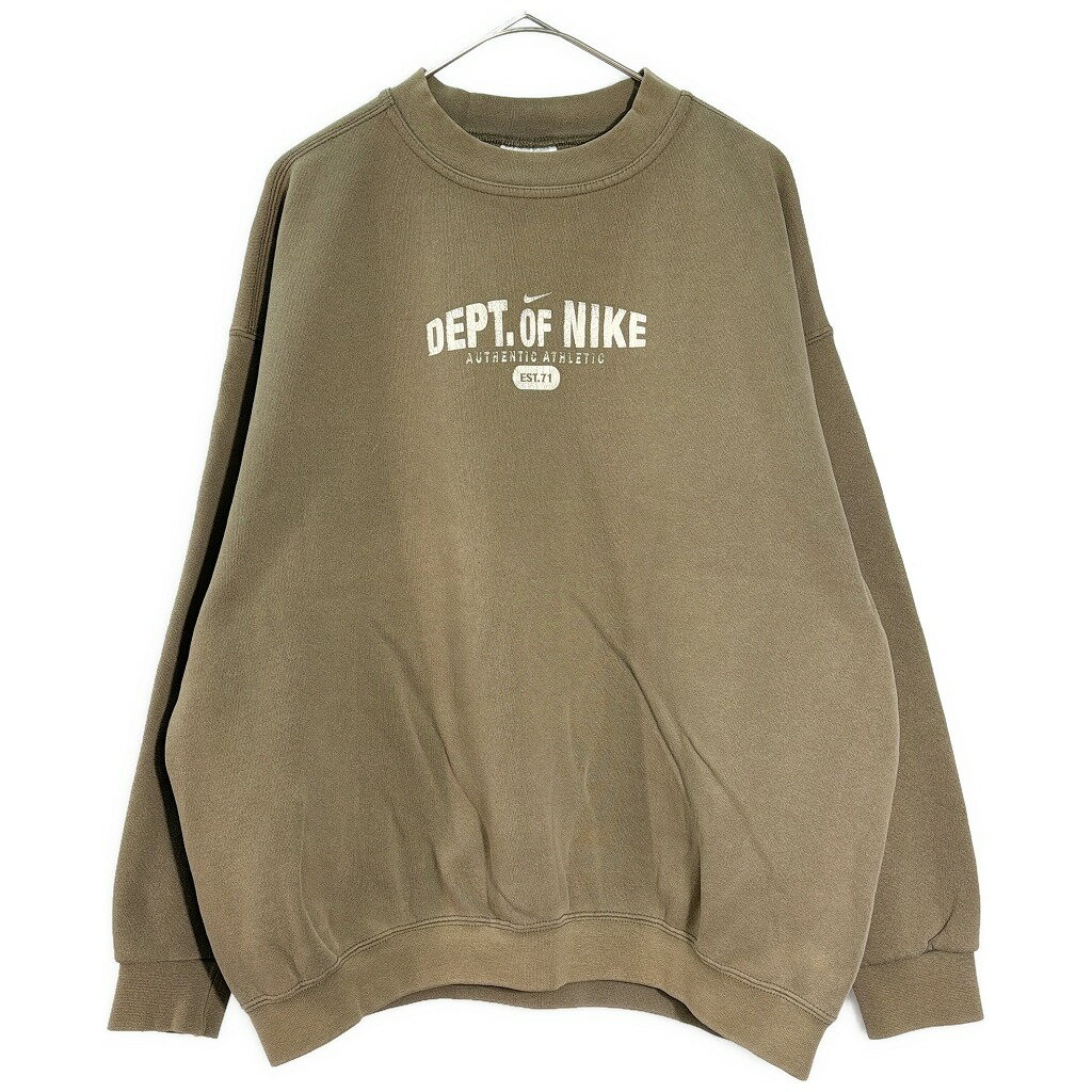 Rakuten - 90年代 USA製 NIKE ナイキ スウェット スポーツ カーキ(メンズ XL)中古 古着 X7774