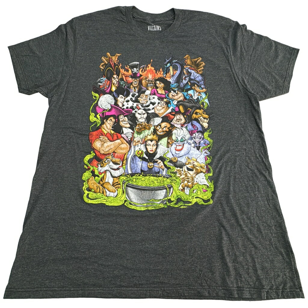 Rakuten - Disney VILLAINS ディズニー ヴィランズ 半袖Tシャツ 大きいサイズ キャラクター グレー(メンズ 2XL)中古 古着 X8065