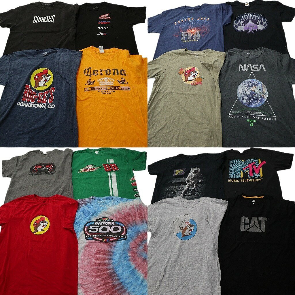 古着卸 まとめ売り 有名企業 半袖Tシャツ 16枚セット (メンズ XL ) コロナビール バッキーズ マウンテンデュー NASA CAT 中古 古着 NE2455