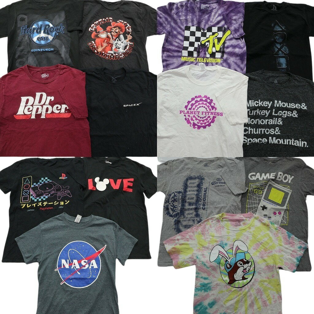 古着卸 まとめ売り 有名企業 半袖Tシャツ 14枚セット (メンズ XS /S ) バッキーズ コロナビール ドクターペッパー NASA 中古 古着 NE2472