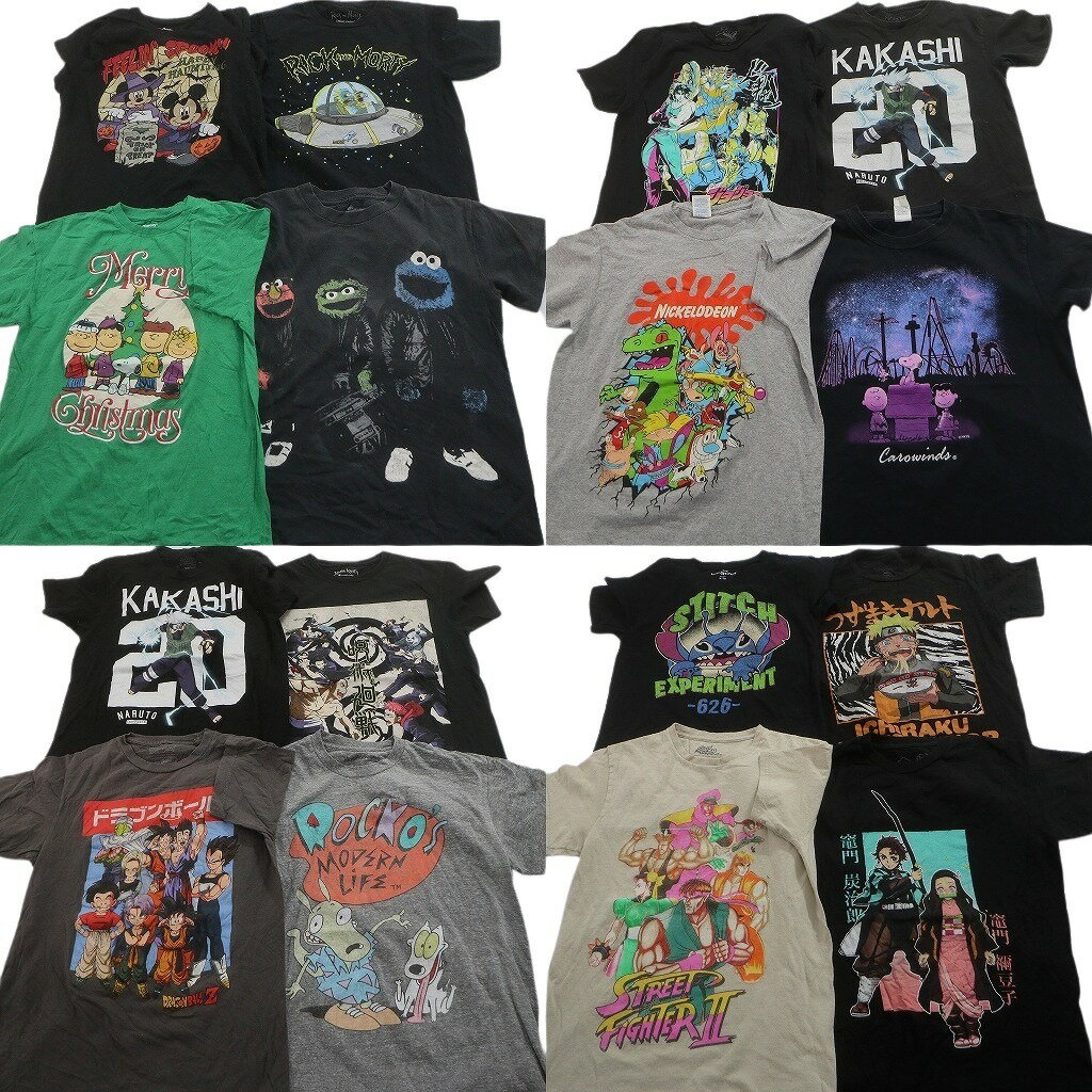 古着卸 まとめ売り キャラクター 半袖Tシャツ 16枚セット (メンズ S ) ストリートファイター ディズニー ジョジョ 中古 古着 NE2576