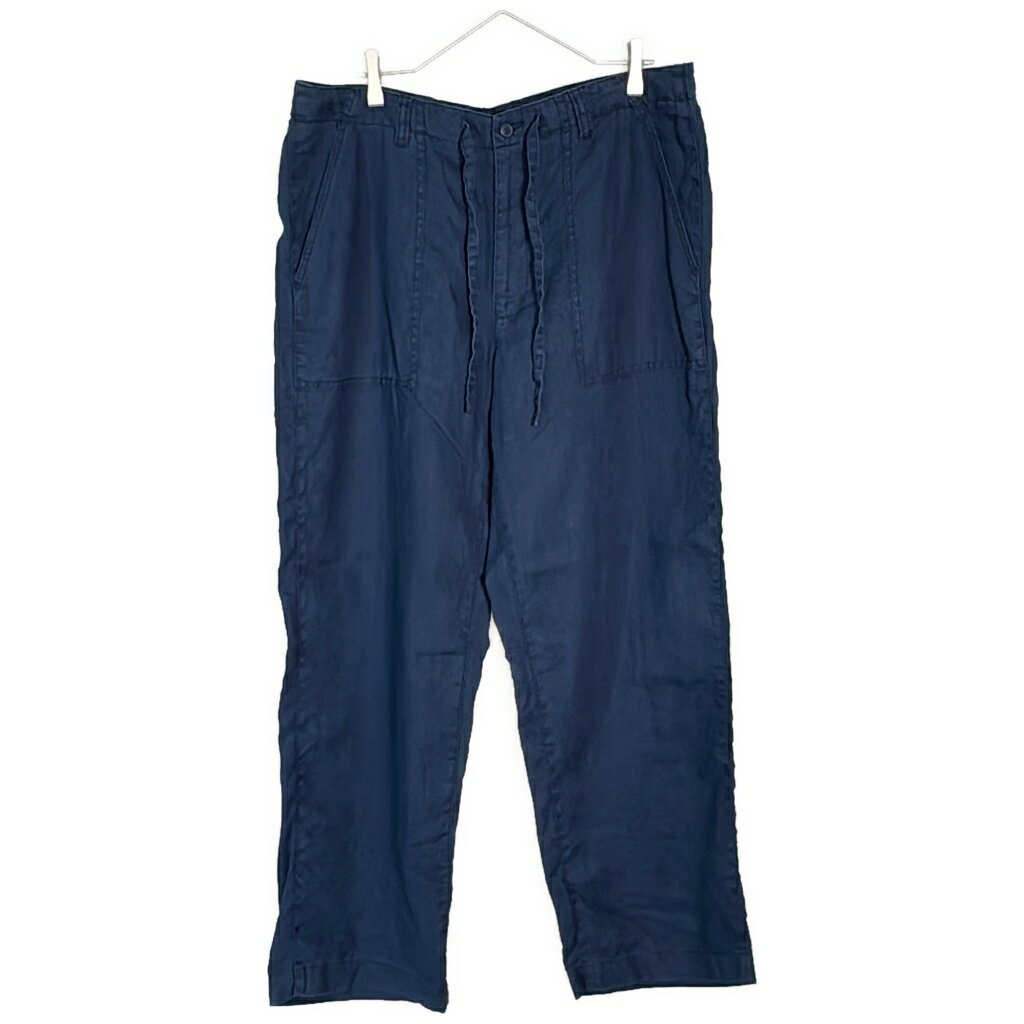 樂天商城 - TOMMY HILFIGER トミーヒルフィガー リネン イージーパンツ ネイビー(メンズ W36 L30)中古 古着 X8331