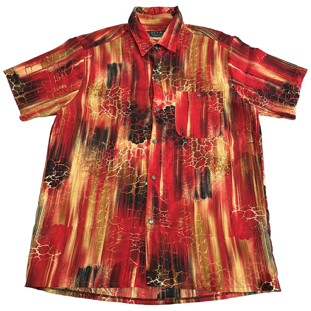 オーストラリア製 CALLAN SHIRT 半袖シャツ レッド(メンズ L相当)中古 古着 X8461
