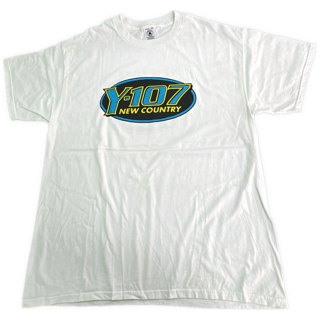 樂天商城 - 90年代 Y-107 NewCountry Radio ロゴTシャツ ホワイト(メンズ XL)中古 古着 X8536