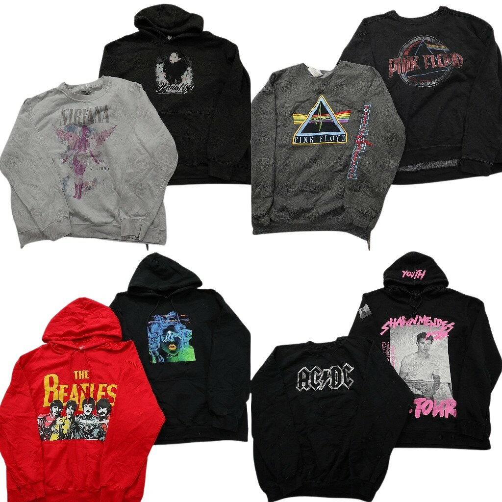 乐天商城 - 古着卸 まとめ売り 音楽・バンド スウェット 8枚セット ( メンズ L/XL/2XL ) ニルヴァーナ AC/DC ビートルズ 中古 古着 NE3202