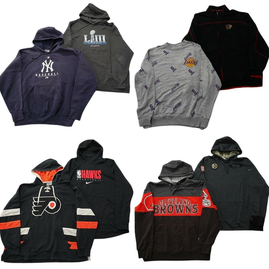 乐天商城 - 古着卸 まとめ売り プロチーム スウェット 8枚セット ( メンズ 2XL ) MLB NFL NHL NBA ヤンキース レイカーズ 中古 古着 NE3261
