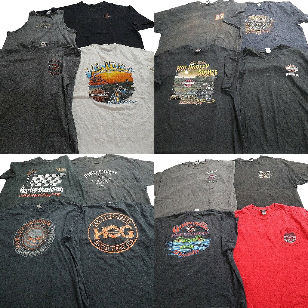 樂天商城 - 古着卸 まとめ売り ハーレーダビッドソン Tシャツ 16枚セット ( メンズ 3XL/4XL/5XL ) ノースリーブ ワンポイント スカル 中古古着 NE3461
