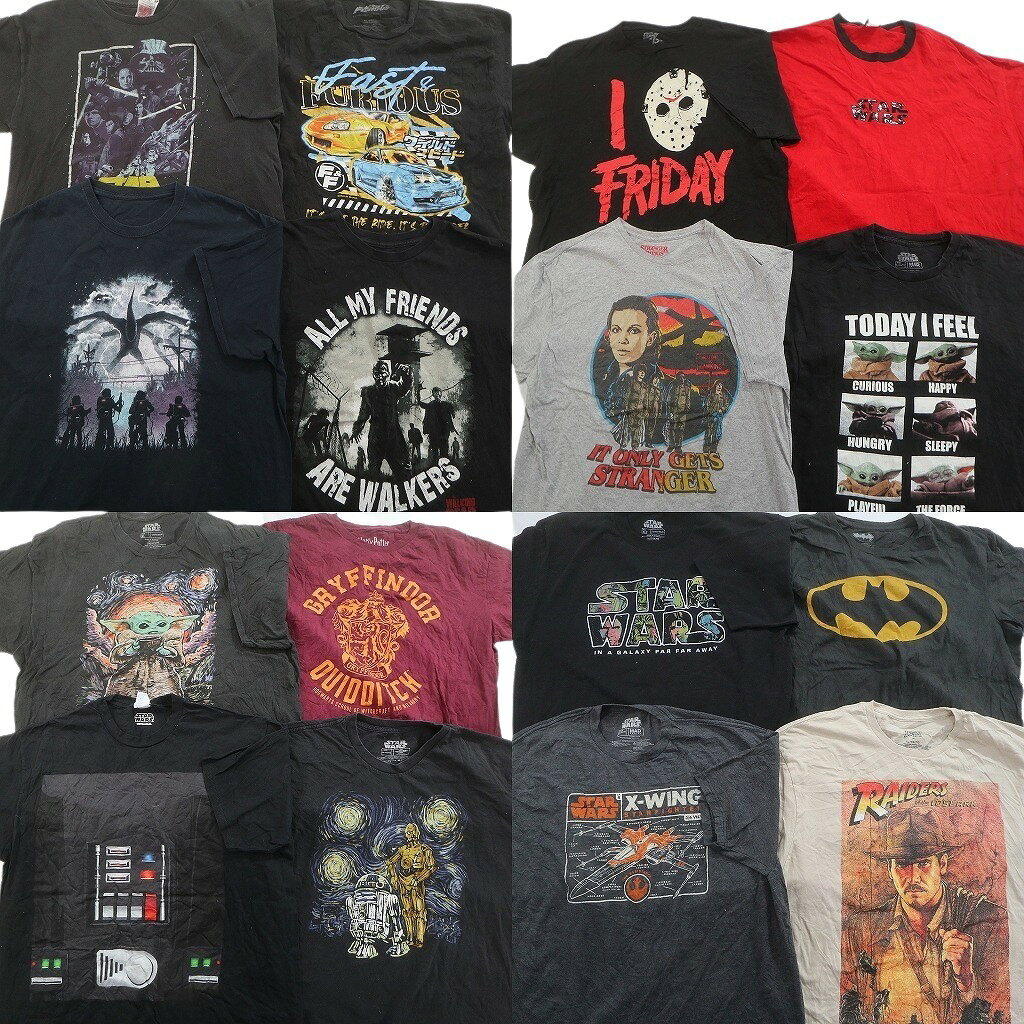 Rakuten - 古着卸 まとめ売り 映画・ドラマ Tシャツ 16枚セット ( メンズ XL ) ワイルドスピード ホラー ハリーポッター 中古 古着 NE3512