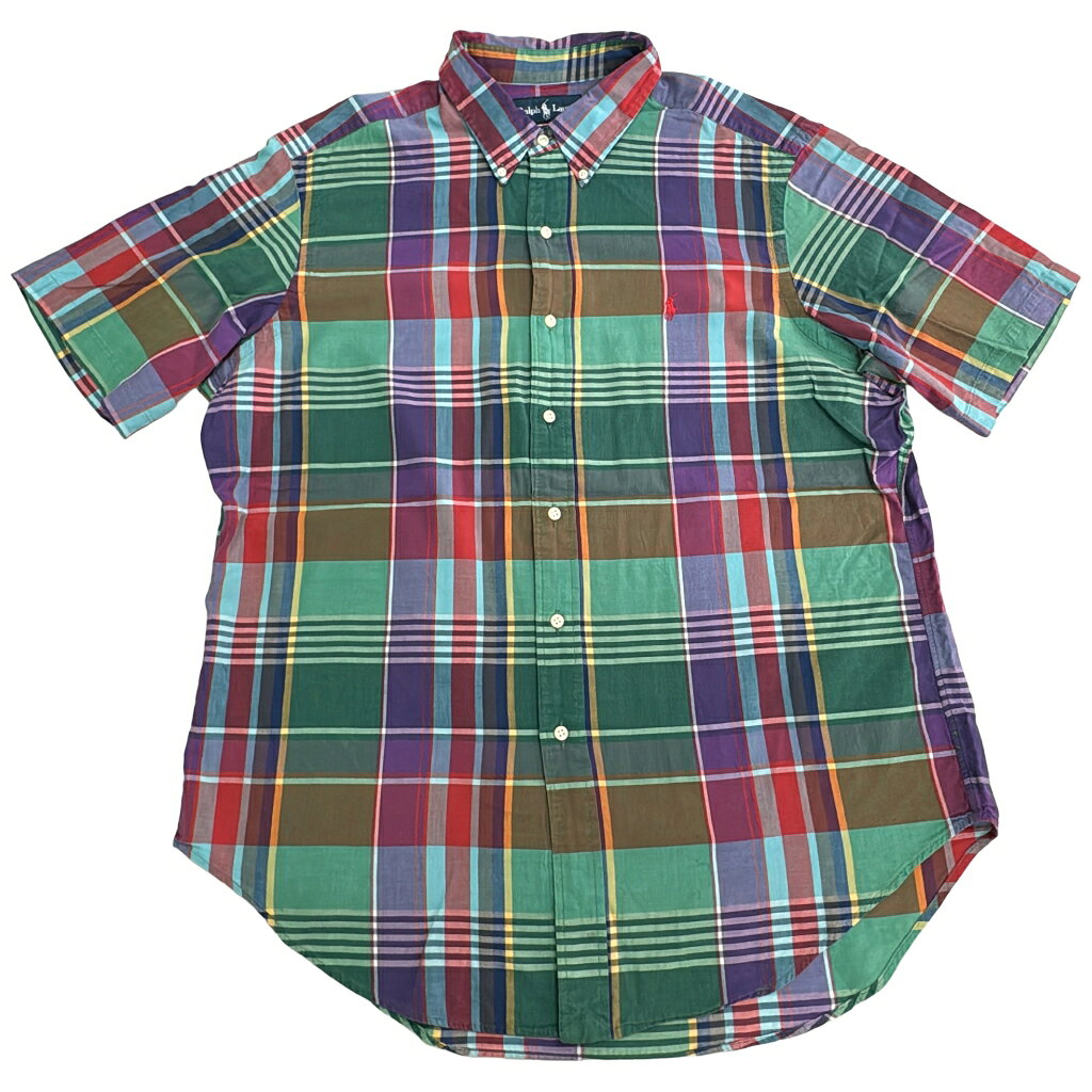 樂天商城 - RALPH LAUREN ラルフローレン ボタンダウンシャツ チェック マルチカラー(メンズ XL)中古 古着 X9112