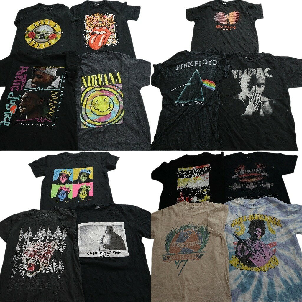 乐天商城 - 古着卸 まとめ売り 音楽・バンド Tシャツ 14枚セット ( メンズ S/M ) ニルヴァーナ 人物 ローリングストーンズ デフレパード 中古 NE3960