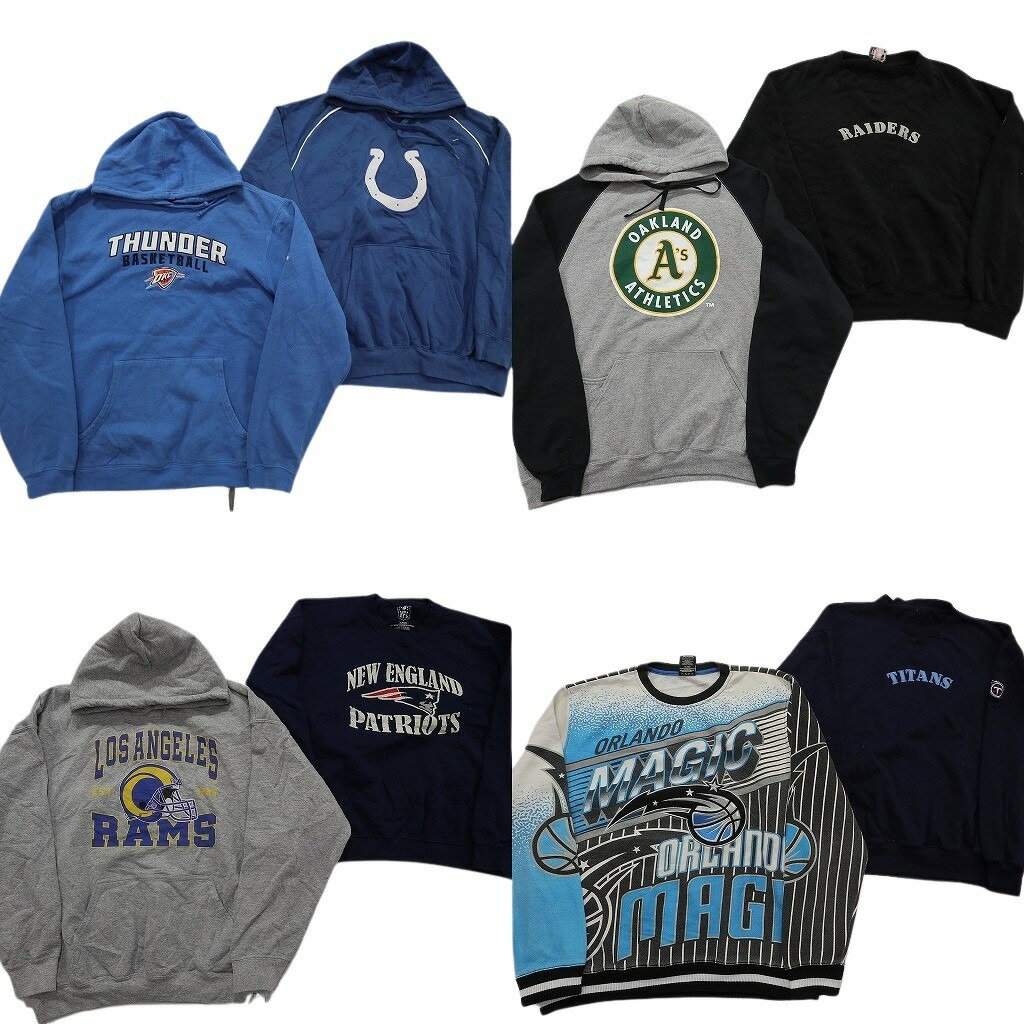 古着卸 まとめ売り プロチーム スウェット 8枚セット ( メンズ XL ) アディダス NBA NFL MLB タイタンズ ペイトリオッツ 中古 古着 NE4124