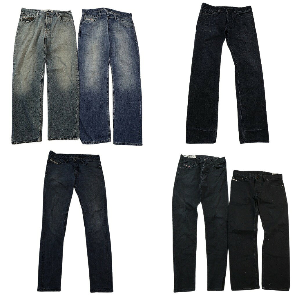 Rakuten - 古着卸 まとめ売り ディーゼル DIESEL デニムパンツ 6枚セット ( メンズ 36/34/33/32 ) ブラック インディゴブルー ヒゲ 中古 古着 NE4516