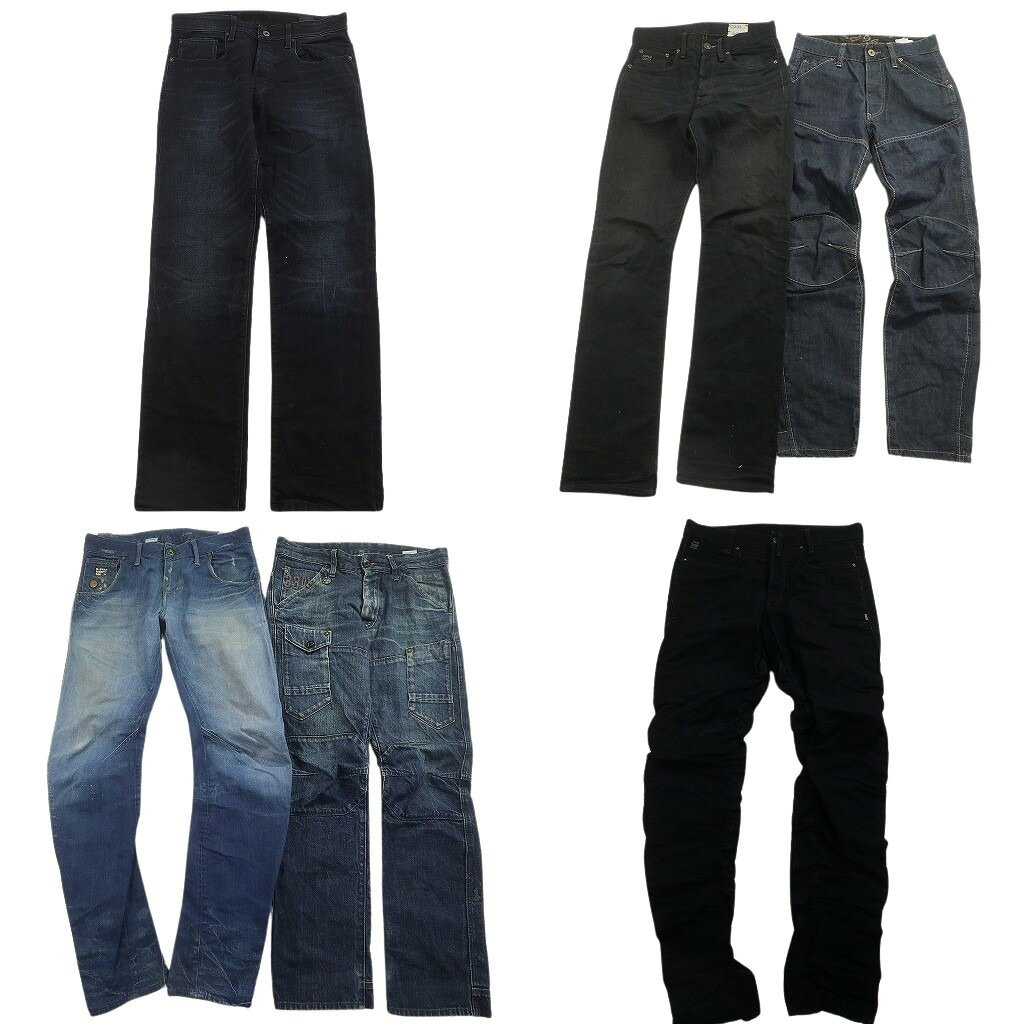 樂天商城 - 古着卸 まとめ売り G-STAR RAW デニムパンツ 6枚セット ( メンズ 32/31/30/29/28 ) デザイン系 フェード ブラック 中古 古着 NE4533