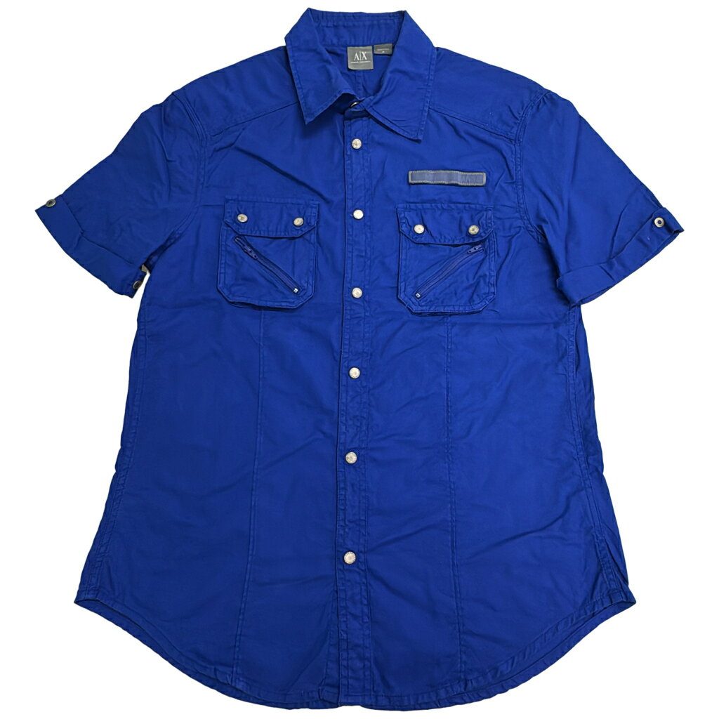 ARMANI EXCHANGE アルマーニ エクスチェンジ 半袖シャツ ブルー(メンズ M)中古 古着 X9846