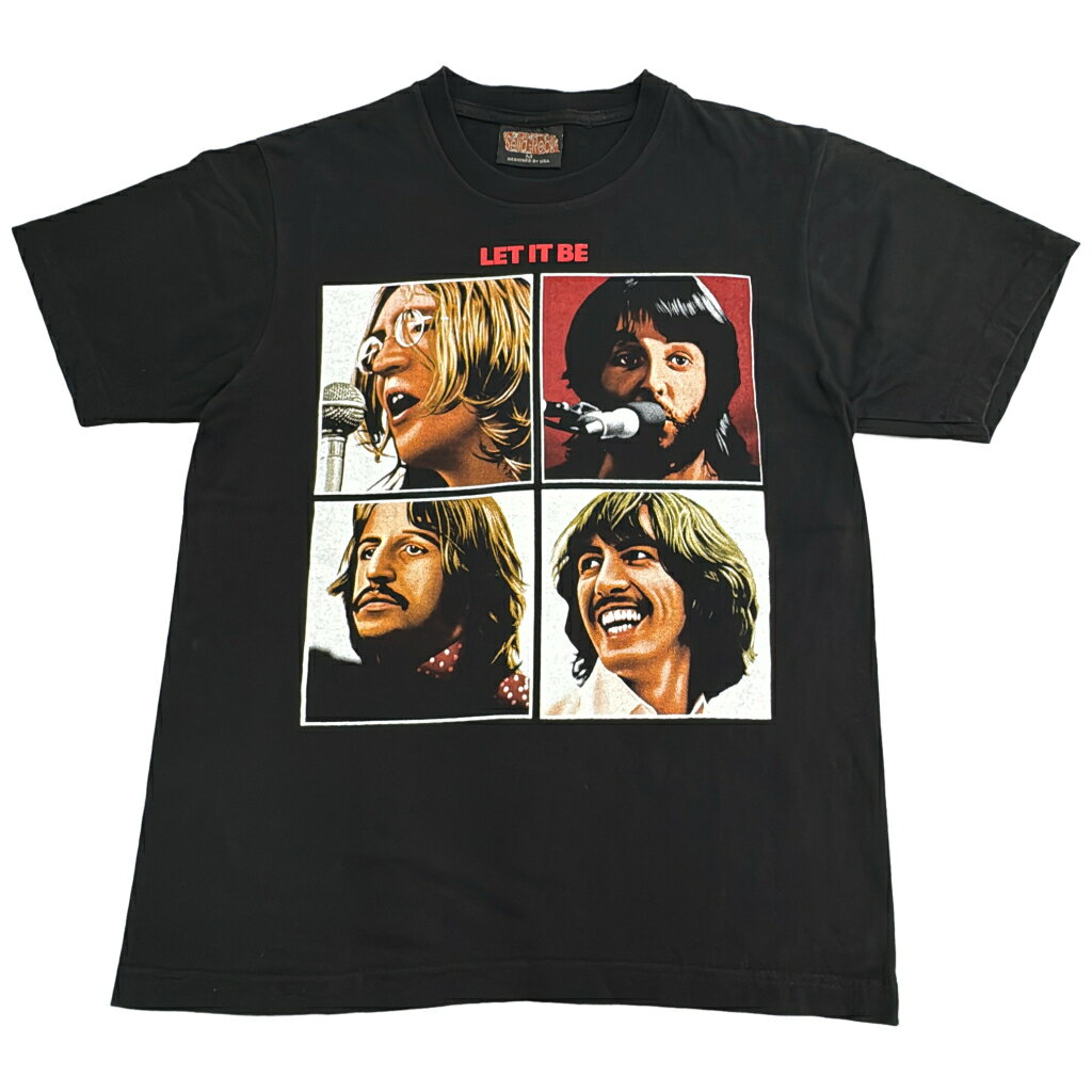 THE BEATLES ザ・ビートルズ LET IT BE 半袖Tシャツ バンド ブラック(メンズ M)中古 古着 X9853