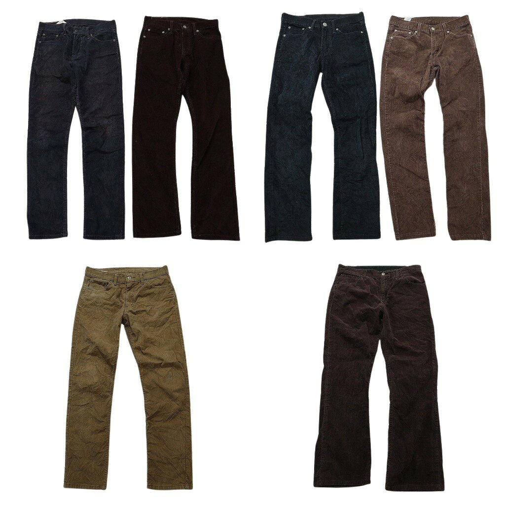 古着卸 まとめ売り リーバイス コーデュロイパンツ 6枚セット ( メンズ 29/32 ) 507 511 514 ブラウン ネイビー 中古 古着 NE4966