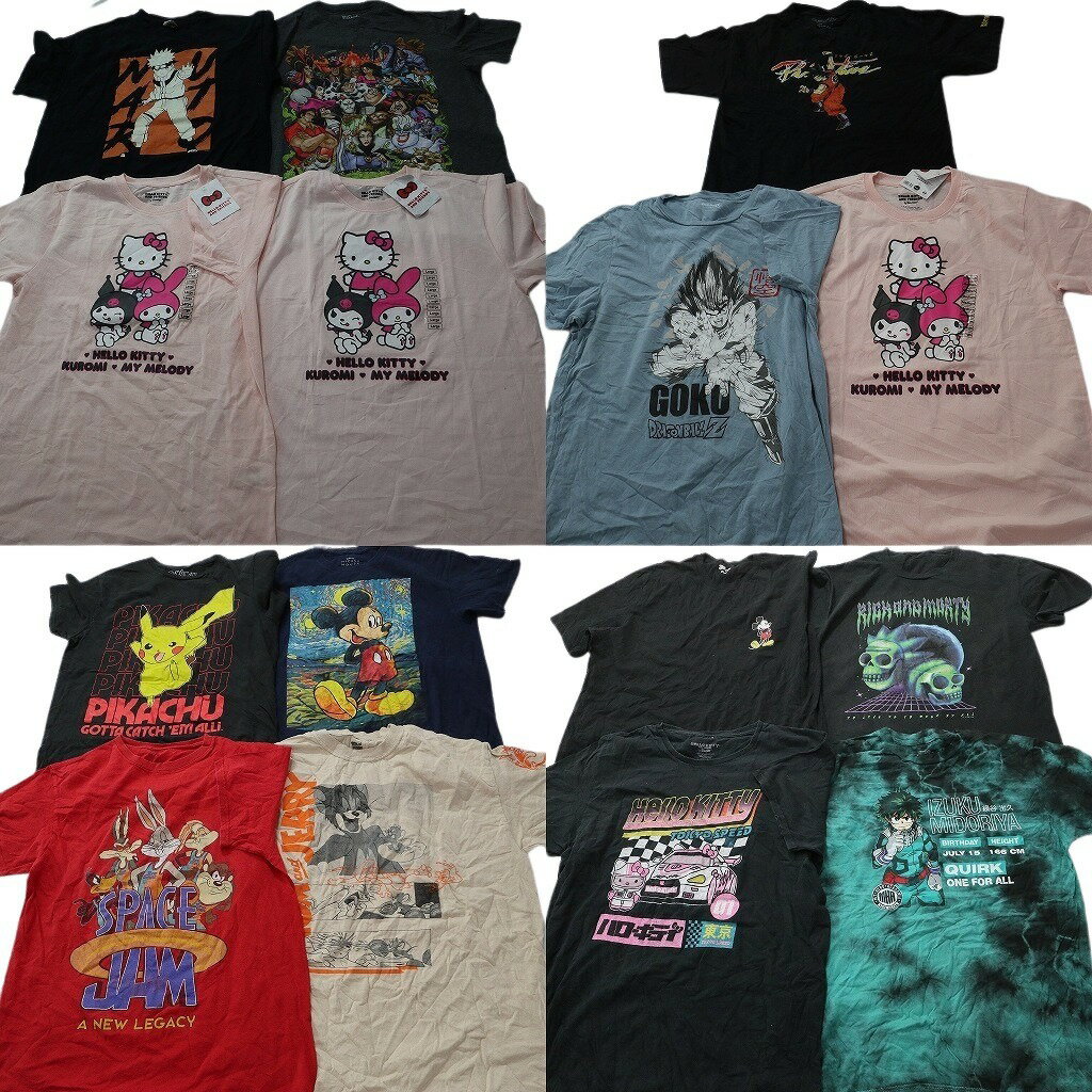 Rakuten - 古着卸 まとめ売り キャラクター Tシャツ 15枚セット ( メンズ S/M/L ) デッドストック ナルト ヒロアカ サンリオ ポケモン 中古 NE5191