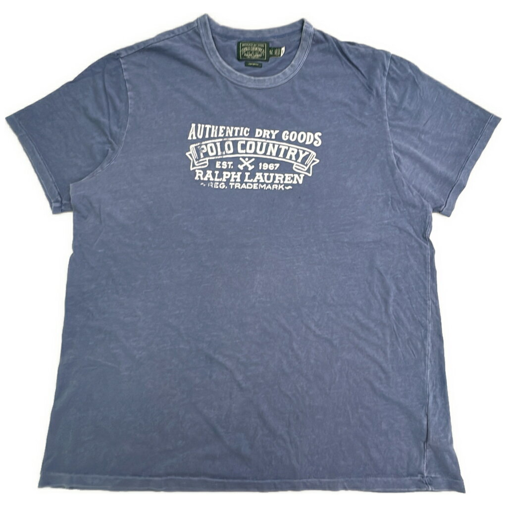 乐天商城 - POLO COUNTRY ポロカントリー ラルフローレン ロゴTシャツ ブルー(メンズ XL)中古 古着 Y0237