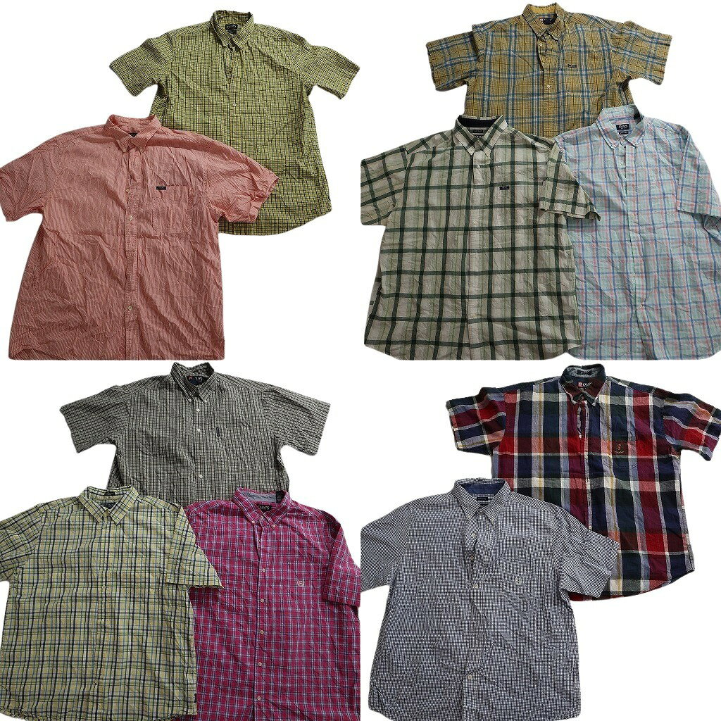 樂天商城 - 古着卸 まとめ売り チャップス 半袖シャツ 10枚セット ( メンズ XL ) チェック ボタンダウン ラウンドカット 中古 古着 NE5409