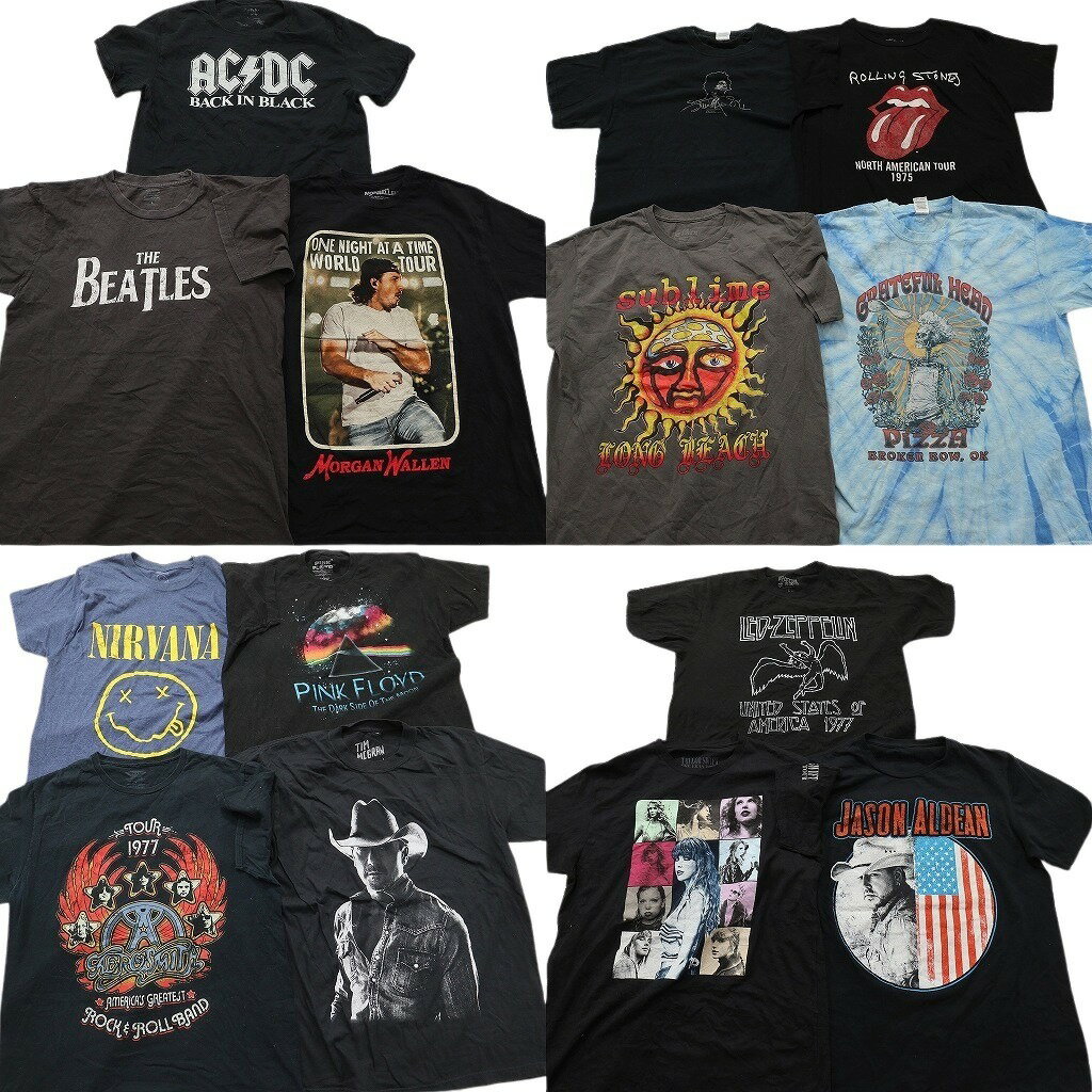 Rakuten - 古着卸 まとめ売り 音楽・バンド Tシャツ 14枚セット ( メンズ L ) AC/DC ビートルズ レッドツェッペリン ニルヴァーナ 中古 古着 NE5809