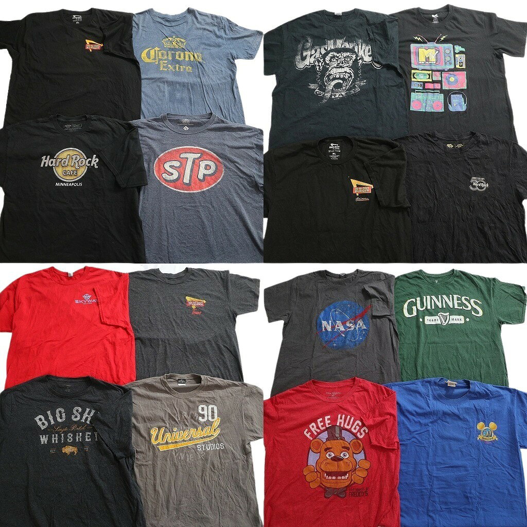 古着卸 まとめ売り 有名企業 Tシャツ 16枚セット ( メンズ XL ) ハードロックカフェ コロナビール NASA MTV 中古 古着 NE6534