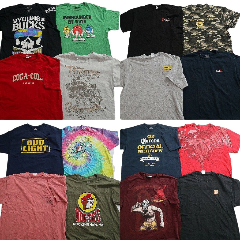 古着卸 まとめ売り 有名企業 Tシャツ 16枚セット ( メンズ XL ) コカ コーラ コロナビール バッキーズ バドライト 中古 古着 NE6536