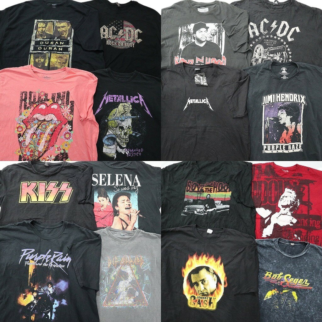 Rakuten - 古着卸 まとめ売り 音楽・バンド Tシャツ 16枚セット ( メンズ 3XL/4XL/5XL ) AC/DC KISS ローリングストーンズ 人物 メタリカ 中古 NE6740