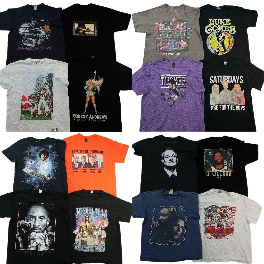 Rakuten - 古着卸 まとめ売り 人物 Tシャツ 16枚セット ( メンズ L ) デイミアンリラード NBA オバマ コービーブライアント 中古 古着 NE7453