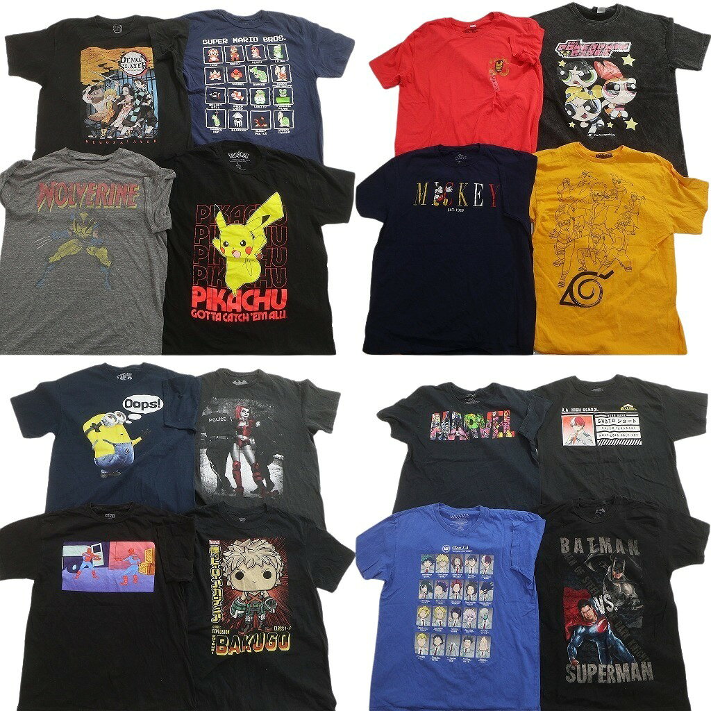 樂天商城 - 古着卸 まとめ売り キャラクター Tシャツ 16枚セット ( メンズ L ) アメコミ マーベル ヒロアカ パワーパフガールズ 中古 古着 NE7464