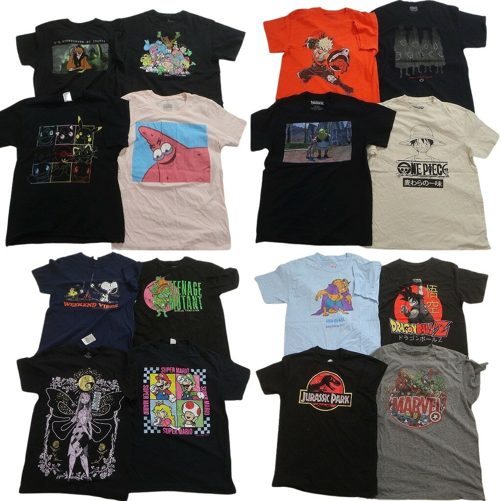 Rakuten - 古着卸 まとめ売り キャラクター Tシャツ 16枚セット ( メンズ M ) ポケモン マーベル ドラゴンボール アメコミ タートルズ 中古 NE7480
