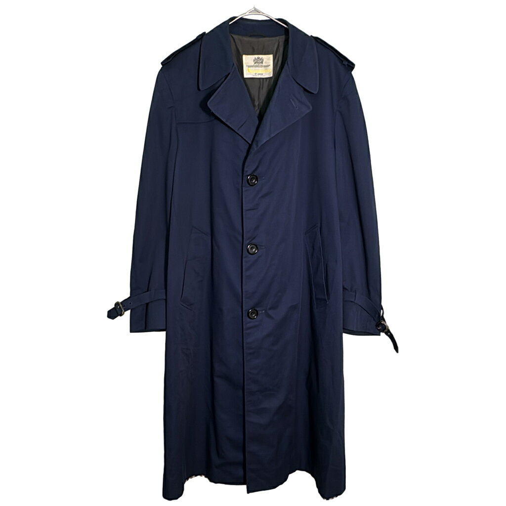 乐天商城 - カナダ製 Aquascutum アクアスキュータム トレンチコート ユーロ ネイビー(メンズ 42)中古 古着 Y2001