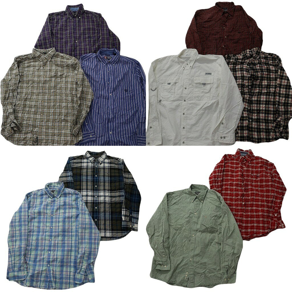 Rakuten - 古着卸 まとめ売り ブランド 長袖シャツ 10枚セット ( メンズ L ) J.CREW エディーバウアー トミー フラッグタグ コロンビア 中古 NE7875