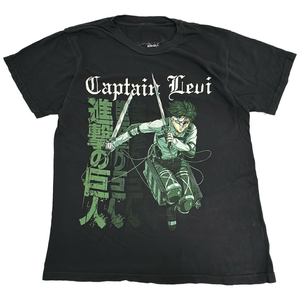 樂天商城 - 進撃の巨人 Atack of Titan リヴァイ兵長 Tシャツ アニメ コミックス ブラック(メンズ L相当)中古 古着 Y2844