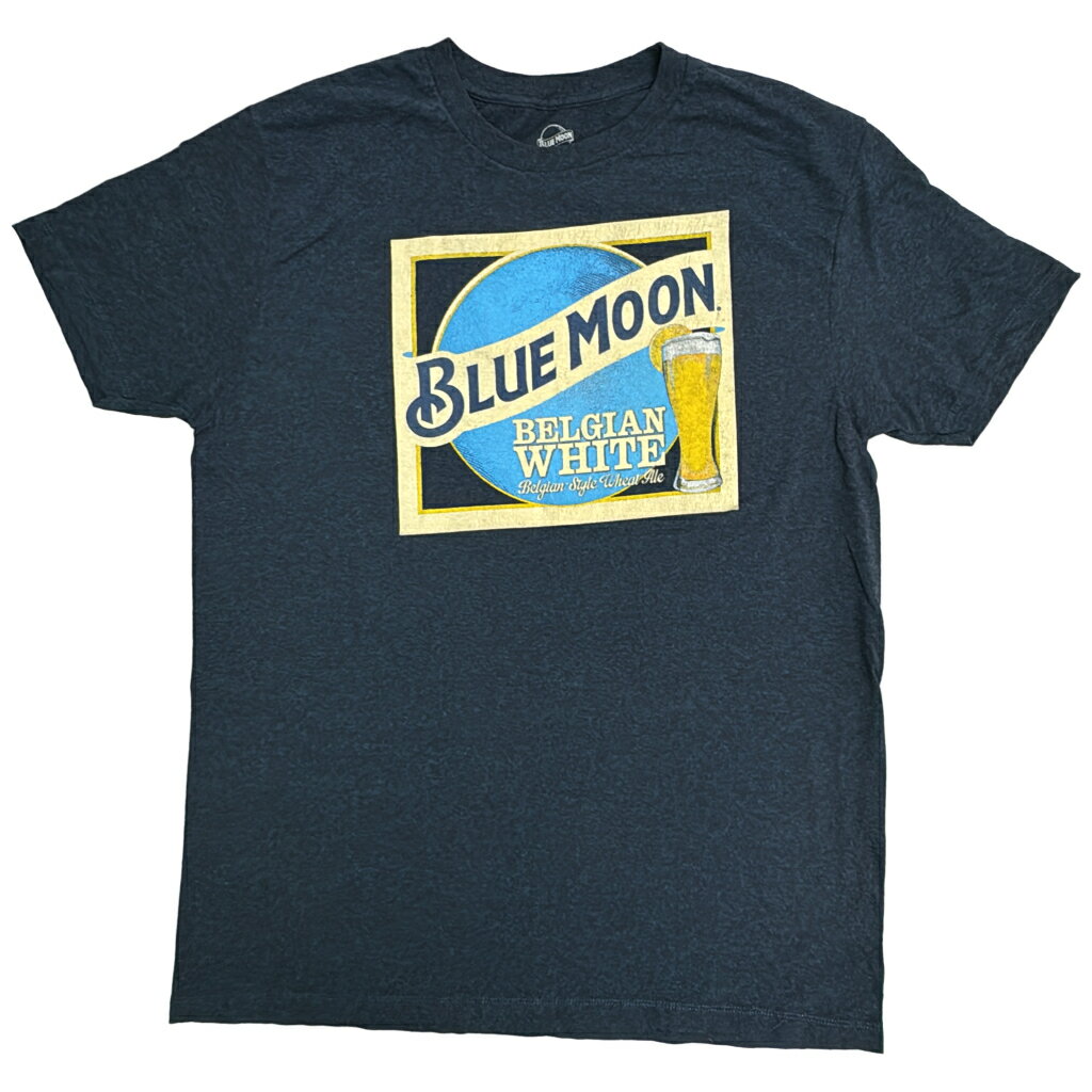 乐天商城 - BLUE MOON ブルームーン ビール 半袖Tシャツ 企業ロゴ ネイビー(メンズ L)中古 古着 Y2889