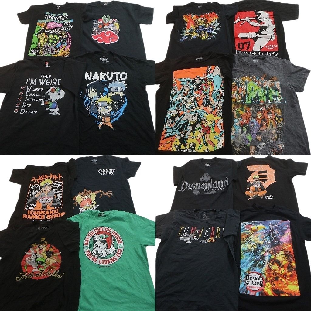 乐天商城 - 古着卸 まとめ売り キャラクター Tシャツ 16枚セット ( メンズ S/M ) スヌーピー ナルト ディズニー ミッキー マーベル 中古 古着 NE8908