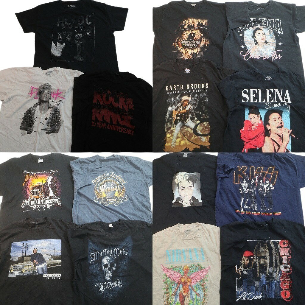 Rakuten - 古着卸 まとめ売り 音楽・バンド Tシャツ 15枚セット ( メンズ L/XL/2XL ) AC/DC KISS ニルヴァーナ アイスキューブ 中古 古着 NE9404