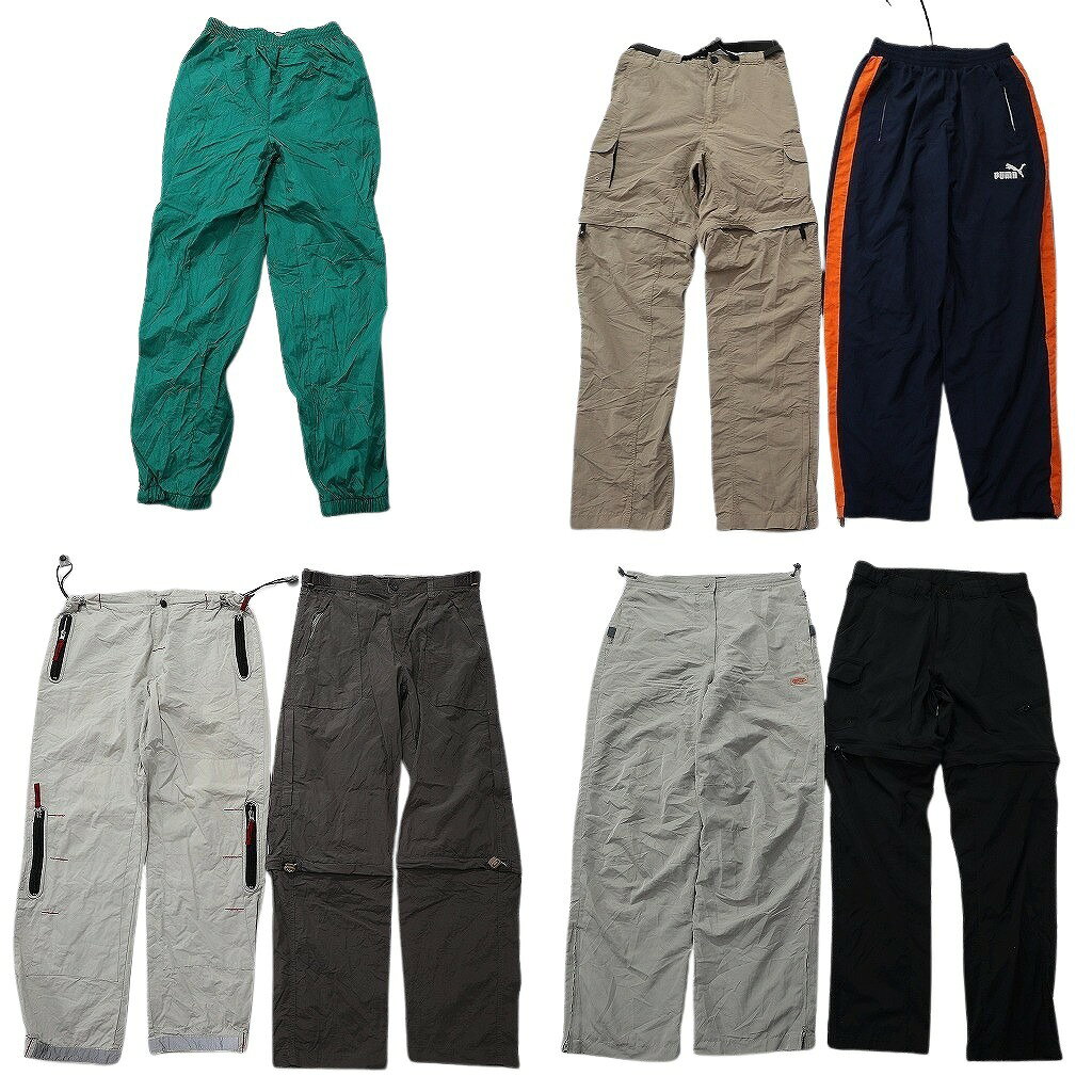Rakuten - 古着卸 まとめ売り ナイロン パンツ 7枚セット ( メンズ S/M ) トラックパンツ デタッチャブル ブラック 中古 古着 NE9889