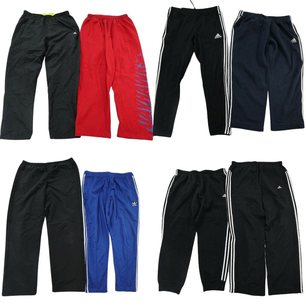 Rakuten - 古着卸 まとめ売り アディダス パンツMIX 8枚セット ( メンズ XL ) ナイロンパンツ スウェパン ライン テーパード 中古 古着 NF0045