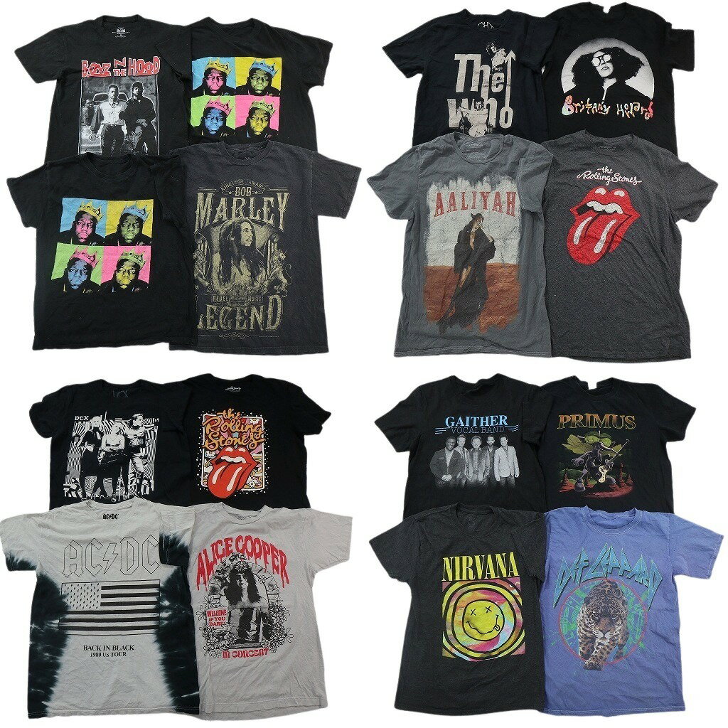 Rakuten - 古着卸 まとめ売り 音楽・バンド Tシャツ 16枚セット ( メンズ M ) AC/DC ニルヴァーナ ローリングストーンズ 中古 古着 NF0177