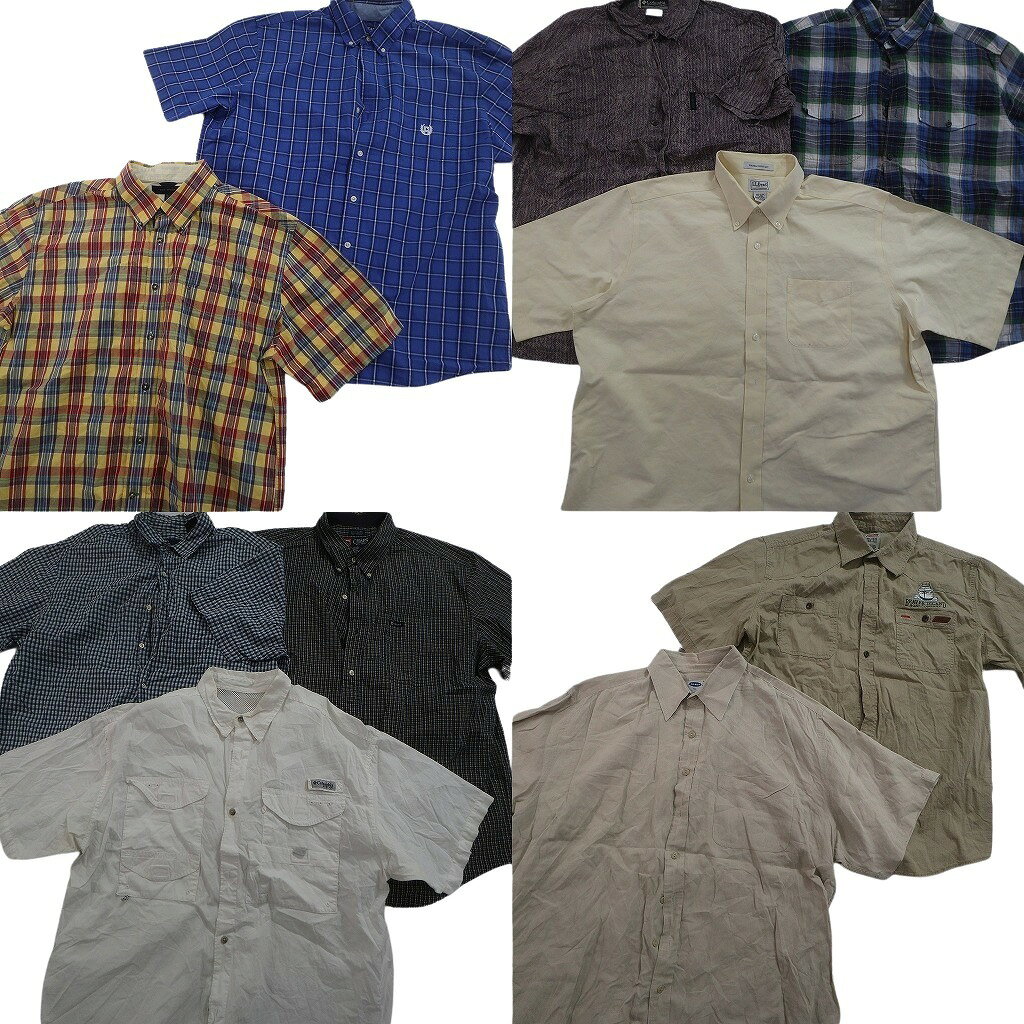 古着卸 まとめ売り ブランド 半袖シャツ 10枚セット ( メンズ XL ) コロンビア ディッキーズ チャップス エルエルビーン 中古 古着 NF0311