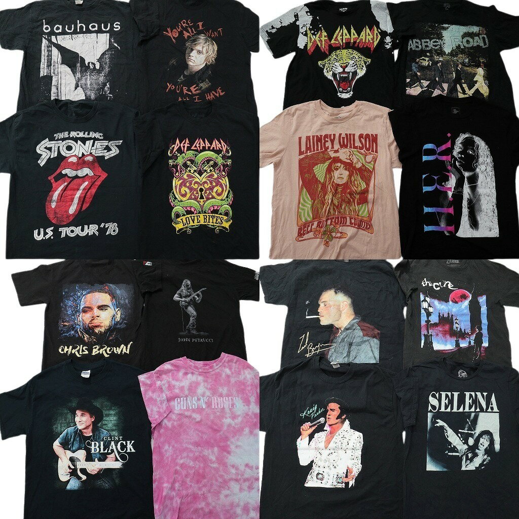 樂天商城 - 古着卸 まとめ売り 音楽・バンド Tシャツ 16枚セット ( メンズ M/L ) ローリングストーンズ デフレパード 人物 ビートルズ 中古古着 NF0335
