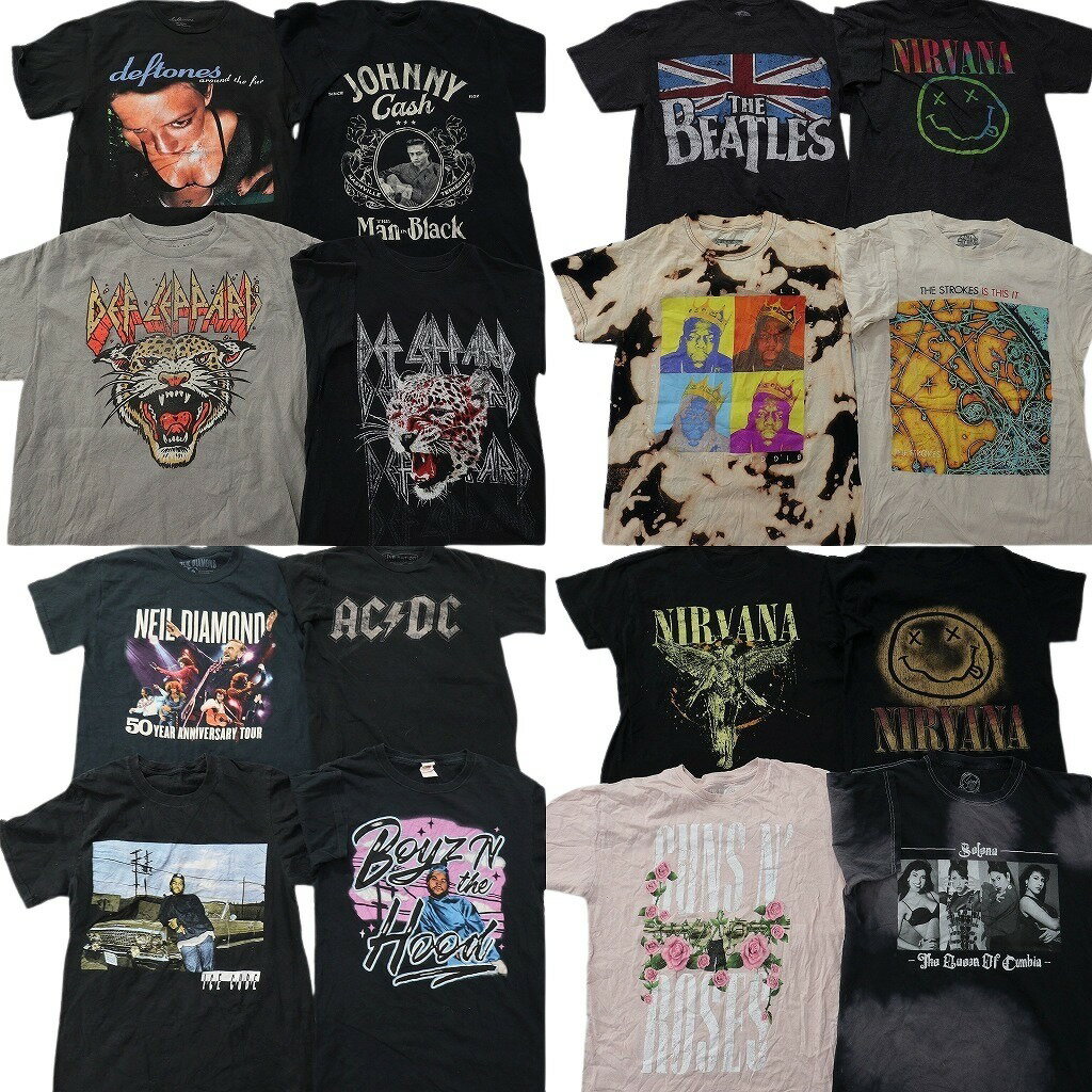 樂天商城 - 古着卸 まとめ売り 音楽・バンド Tシャツ 16枚セット ( メンズ S/M ) デフレパード ニルヴァーナ アイスキューブ AC/DC 中古 古着 NF0338