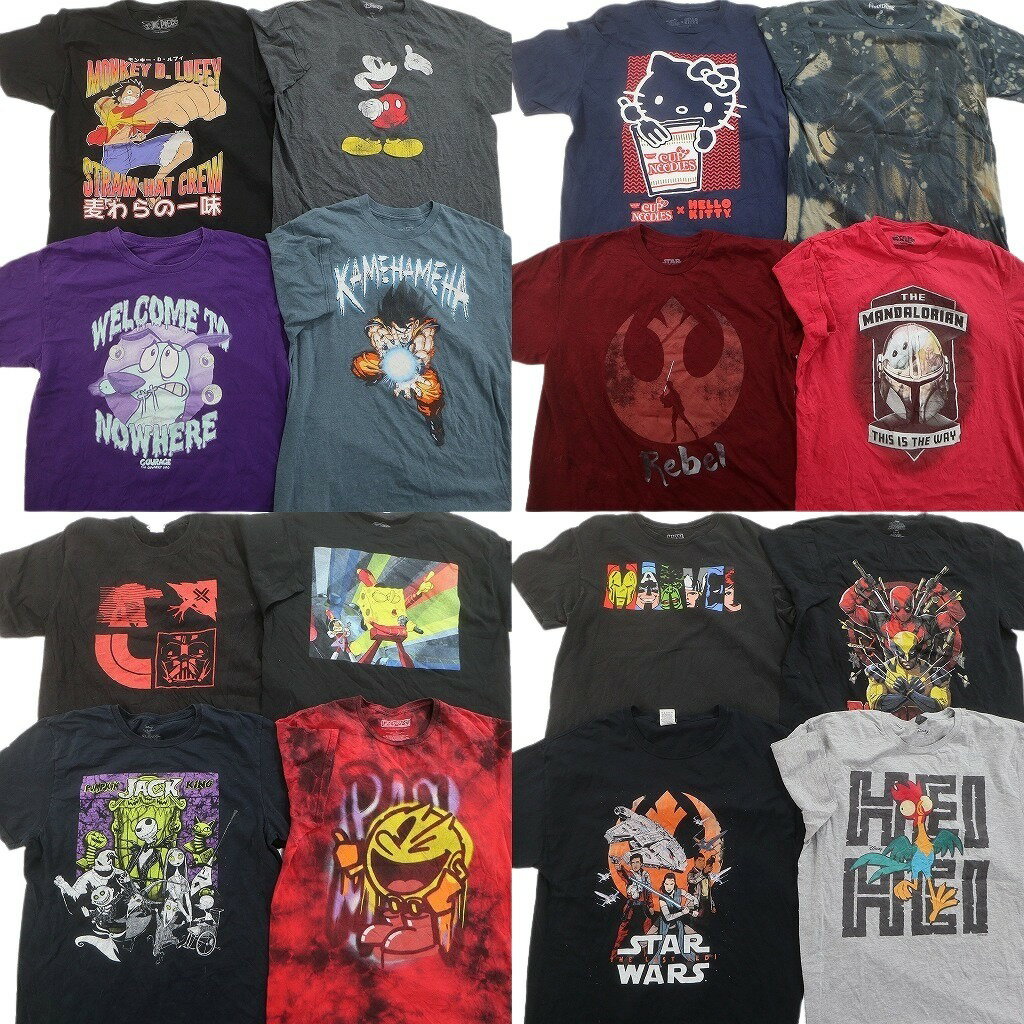 樂天商城 - 古着卸 まとめ売り キャラクター Tシャツ 16枚セット ( メンズ L ) ミッキー ディズニー ドラゴンボール スポンジボブ 中古 古着 NF0641