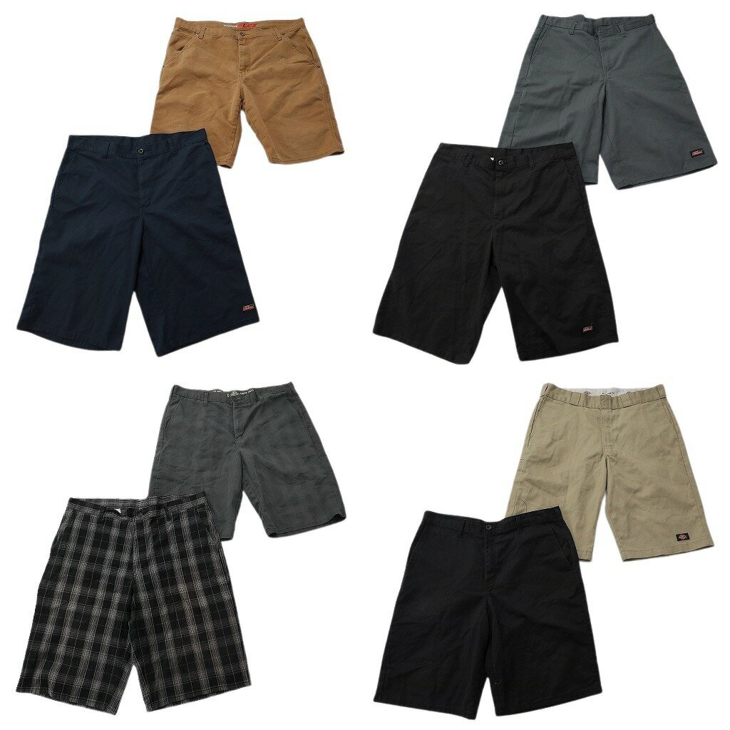 乐天商城 - 古着卸 まとめ売り ディッキーズ ショートパンツ 8枚セット ( メンズ 36 ) ベージュ ブラック チェック 中古 古着 NF0823
