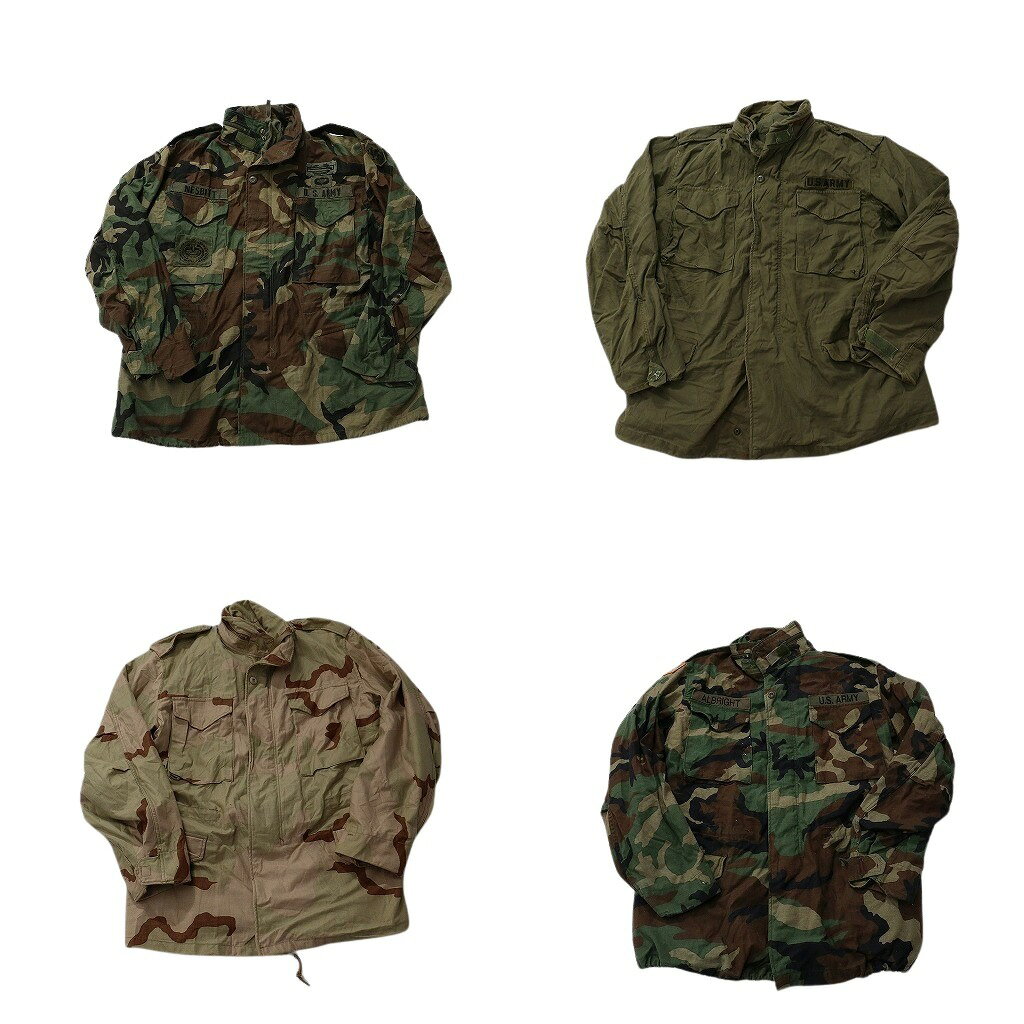 Rakuten - 古着卸 まとめ売り 米軍実物・民間MIX ミリタリー M-65 フィールドジャケット 4枚セット ( メンズ M ) ARMY カモ柄 中古 古着 NF0871