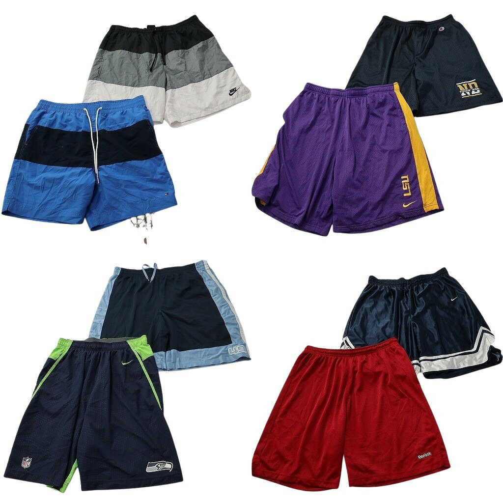 Rakuten - 古着卸 まとめ売り ブランド ショートパンツ 8枚セット ( メンズ XL ) チャンピオン リーボック ナイキ トミー 中古 古着 NF0931